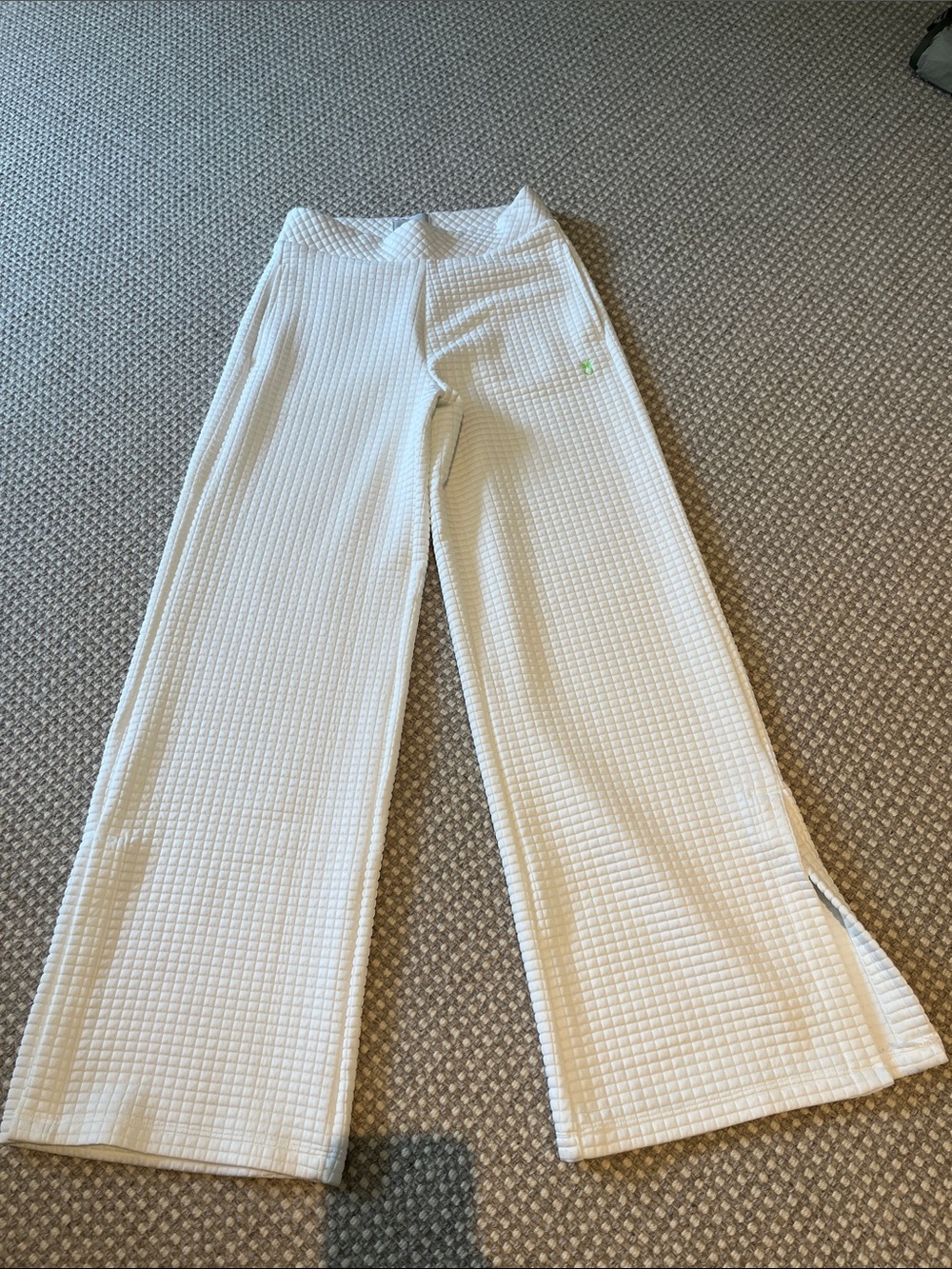Dudley Stephens White Waffle Flare Pants